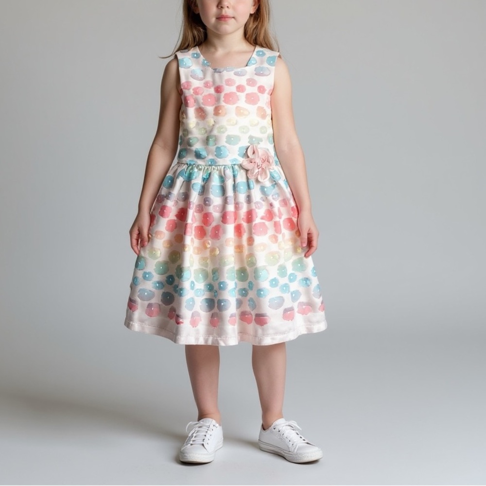 Purple Rose Girls Floral Pastel Dress Size 7